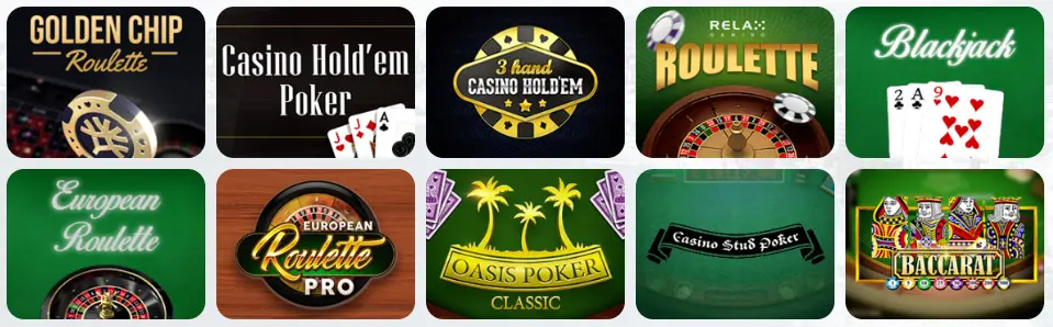 Juegos de mesa en BIZZO CASINO